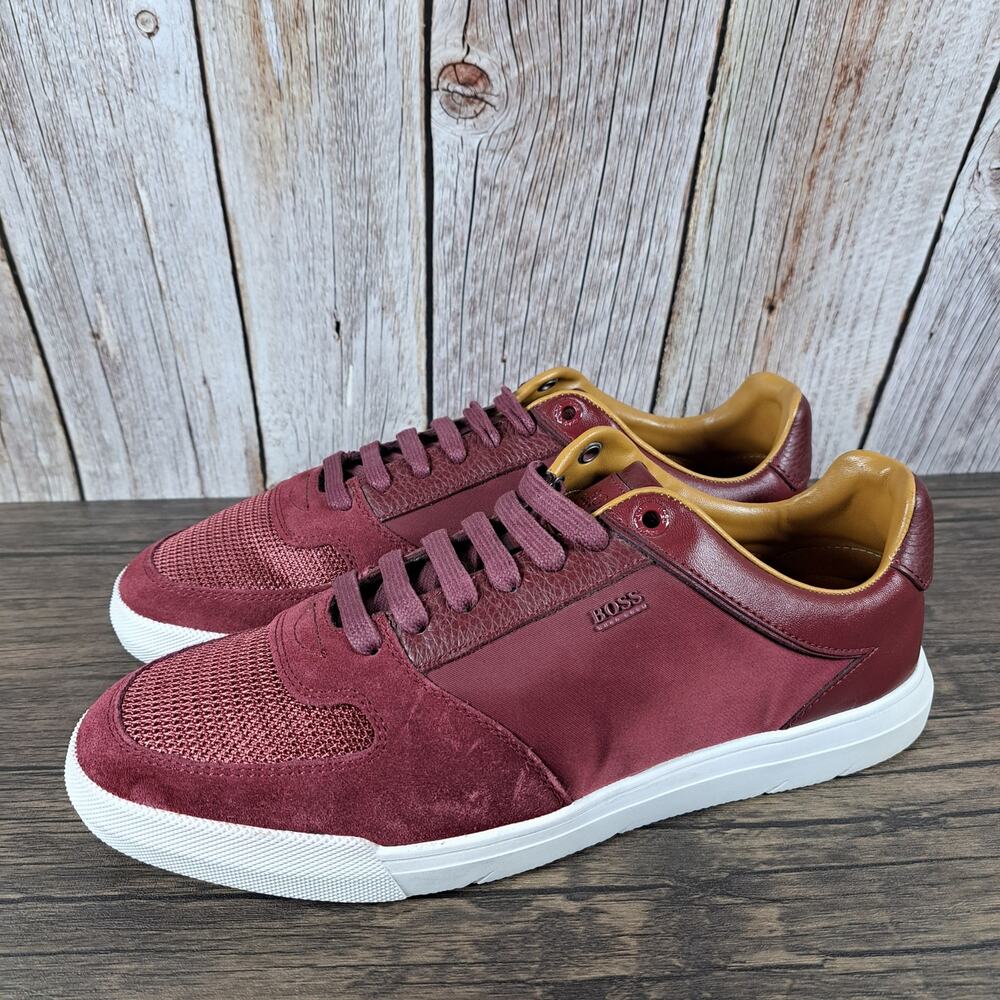 Hugo Boss Cosmo Lace Up Tennis Sneaker Burgundy Women's Size 10 EU40 (GUC)